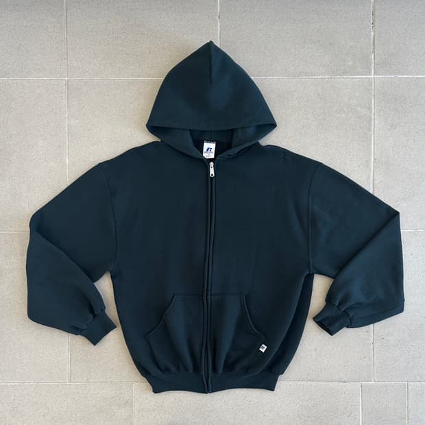 00s 빈티지 러셀 후드집업 그린 M