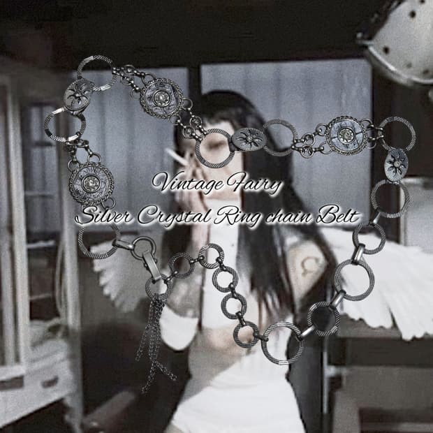 Vintage Fairy Silver Crystal Ring chain