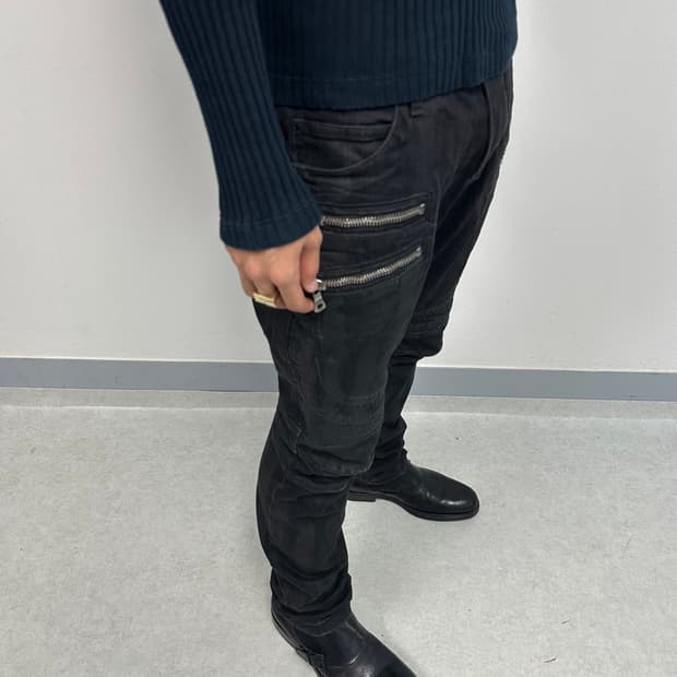 발망 더블 지퍼 바이커 진