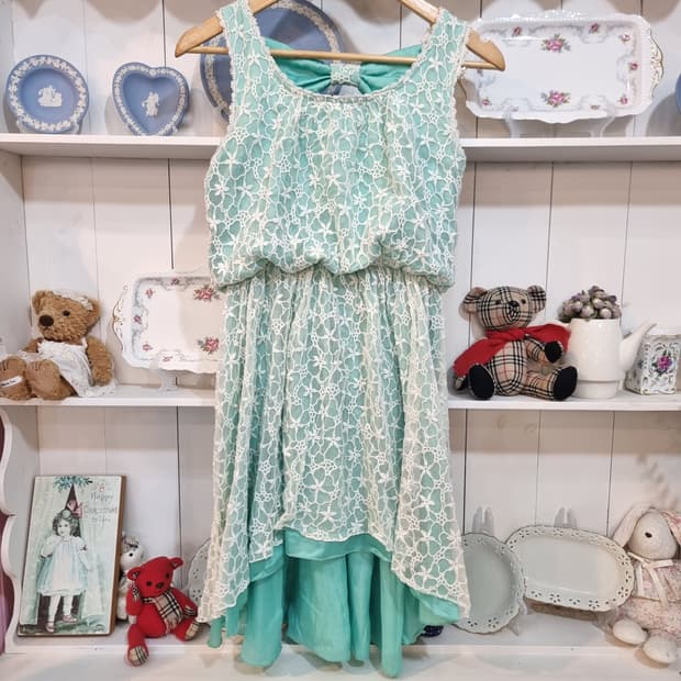 (LIZ LISA/리즈리사) 민트 레이스 리본 원피스