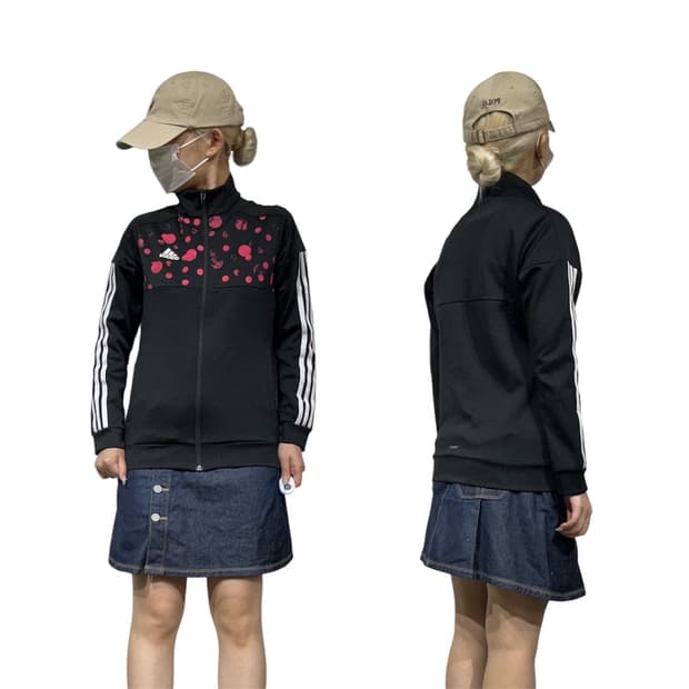 아디다스 블랙 도트 핑크 와투케 화이트 삼선 트랙탑 져지