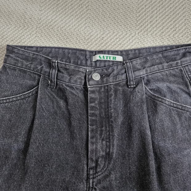 세터 원턱 블랙 데님팬츠 M