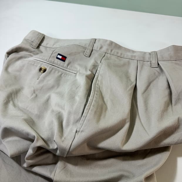 XXL 36 타미힐피거 베이지 벌룬테이퍼드 투턱 10부 치노팬츠