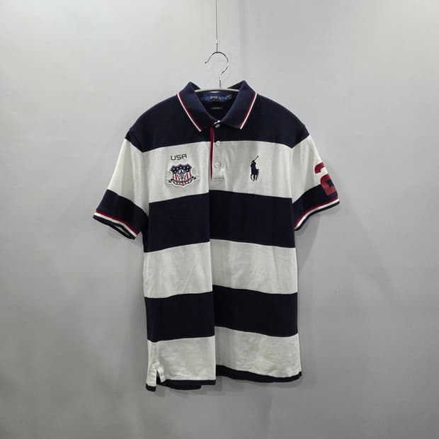 폴로랄프로렌 피케 카라 USA 스트라이프 반팔티 L