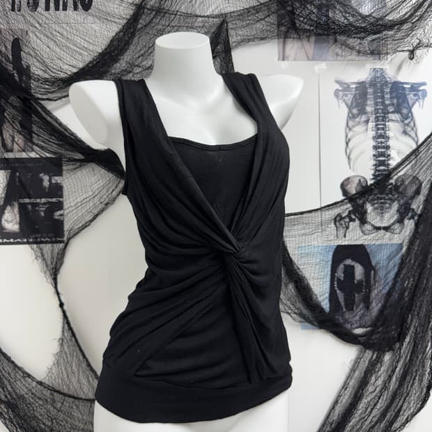 Drapery layered sleeveless 