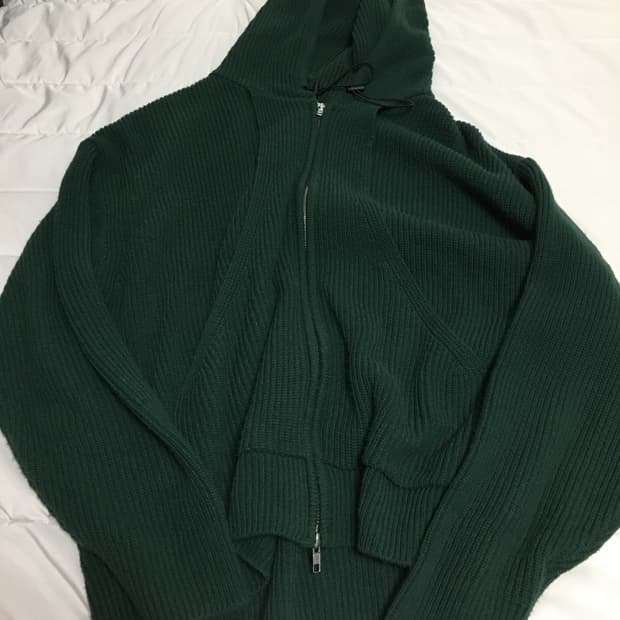 폴리테루 월스와일무브먼트 니트후드집업 다크그린 1사이즈