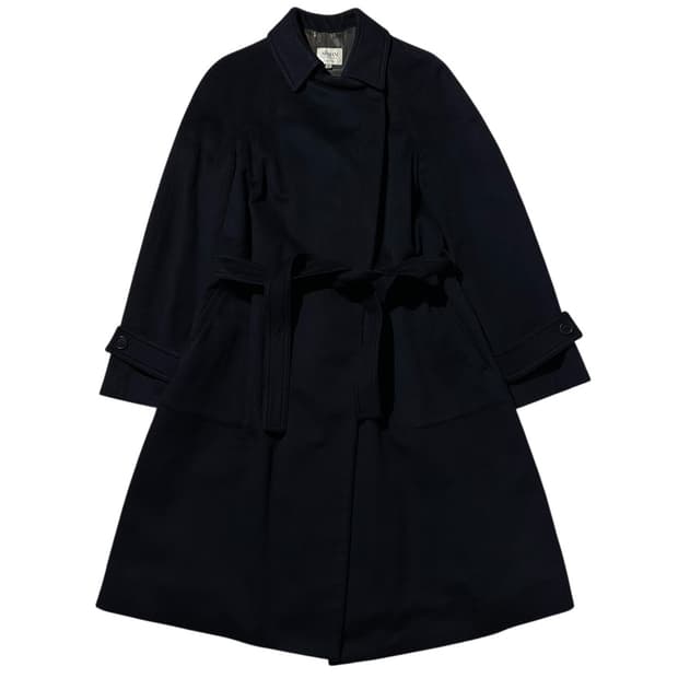 아르마니 꼴레지오니 캐시미어 100% 히든버튼 로브 더블 코트 네이비