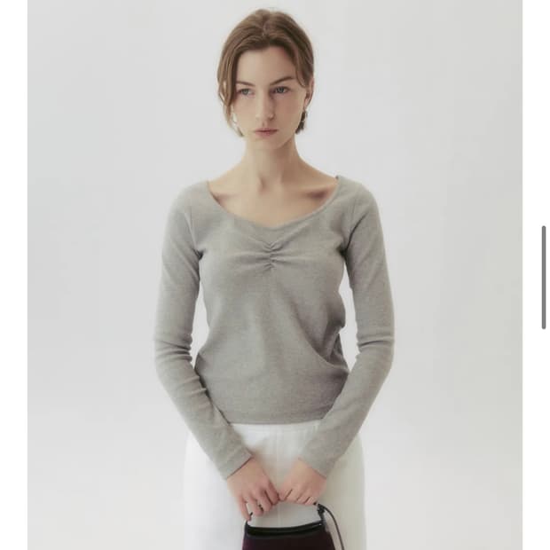 리볼트 Heart Shirring T_(Melange)