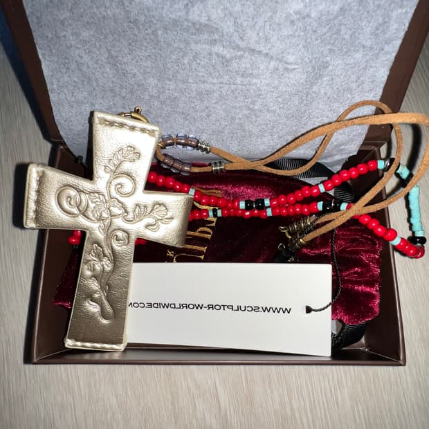 스컬프터 십자가 카드 목걸이 지갑