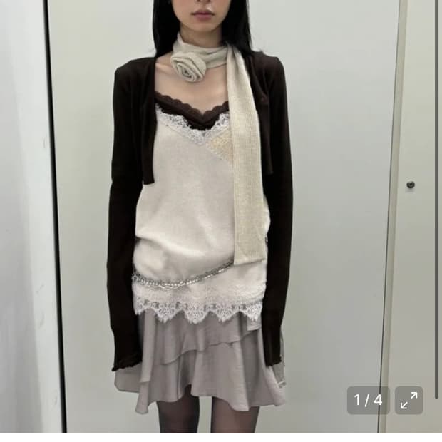 헤티 코튼 롱 레이스 슬립 (베이지)