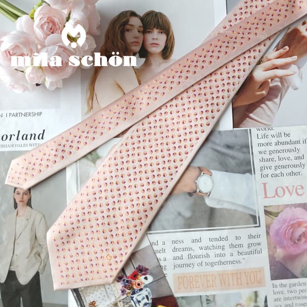 밀라 숀 실크 오렌지 도트 패턴 넥타이 9.2cm A+등급 A19735