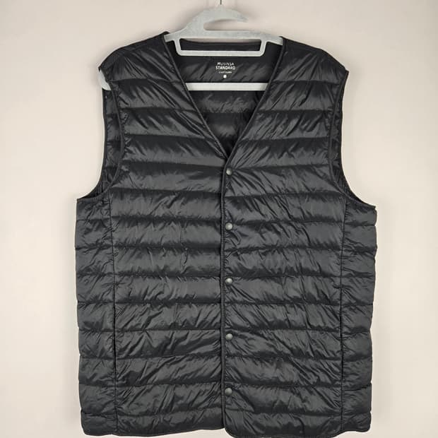 [무료배송]무신사스탠다드 L 남성 라이트 덕 다운 경량 패딩 조끼 블랙