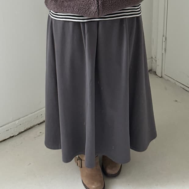 일본빈티지 차콜 플레어 롱스커트