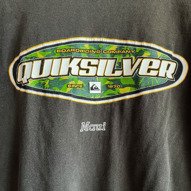 Quiksilver 00s maui 백프린트 로고 black  L