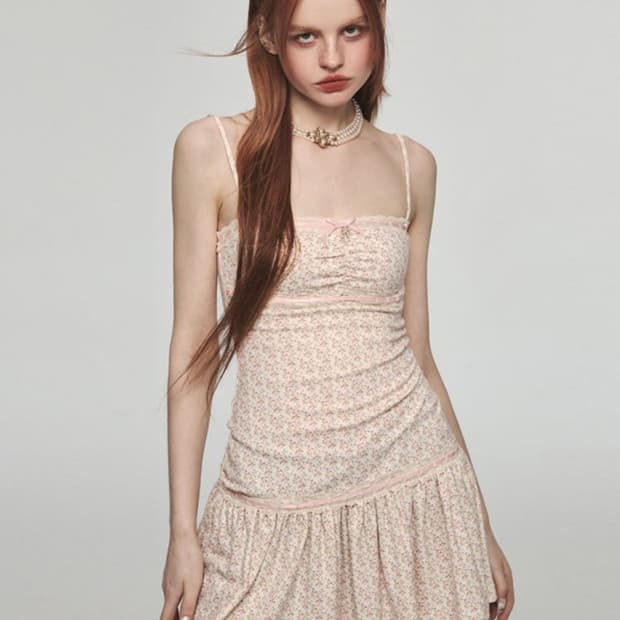 원진스튜디오 1jin studio 플라워 끈나시 미니 원피스 새상품