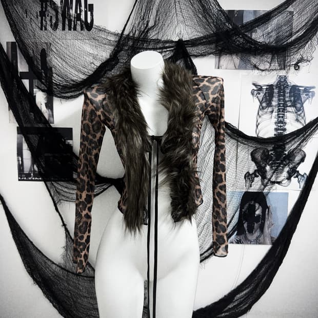 Leopard fur seethrough cardigan
