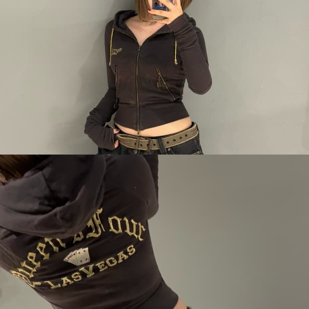 D.I.A back lettering 2-way hood zip-up