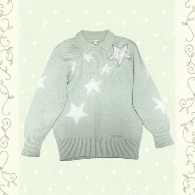 빈티지 꾸레쥬 별 파스텔 메론니트 위시코어 아일릿코어