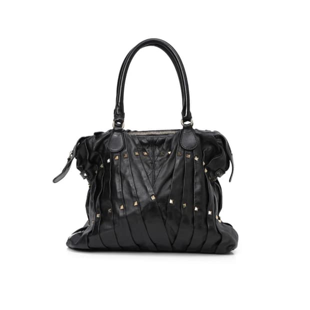 발렌티노 Valentino블랙 레더 메종 숄더백