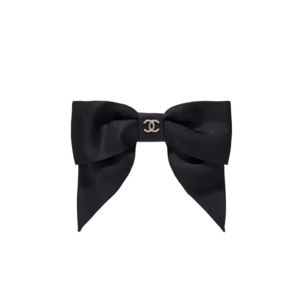 샤넬 리본 모양 바레뜨 헤어핀 실크 트윌 & 블랙 골드