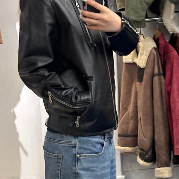 Pig leather 바이커 레더자켓