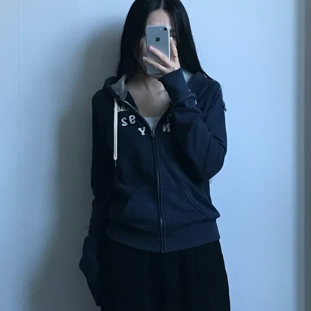 아베크롬비 y2k 와투케 네이비 딱붙 후드집업