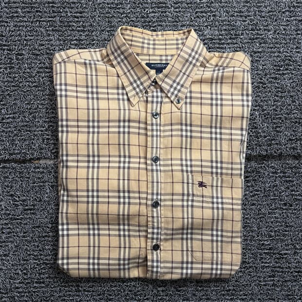 버버리 아카이브 베이지 노바체크 패턴 셔츠 2016