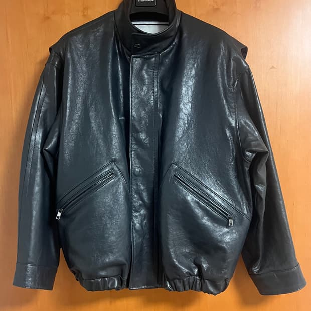 24SS Wooyoungmi 우영미 블랙 가죽 자켓