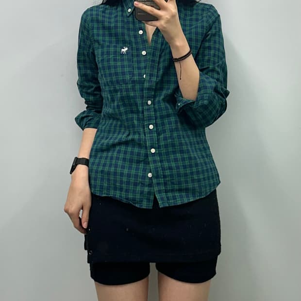 아베크롬비 산양로고 체크 셔츠