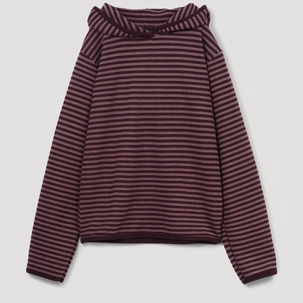 Pesto 페스토 와인색 윈터 스트라이프 후디드 탑