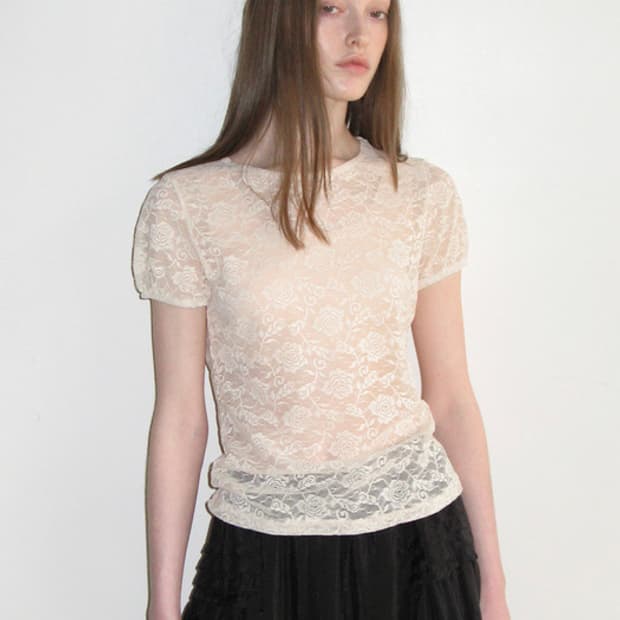 [SINOON] PUFF LACE T-SHIRTS