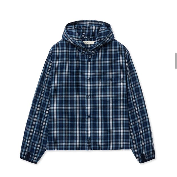 노운 빈티지 블루 체크 후드 셔츠 hooded shirts 1