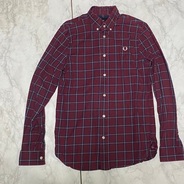 프레드페리 버건디 체크 셔츠 사이즈 95