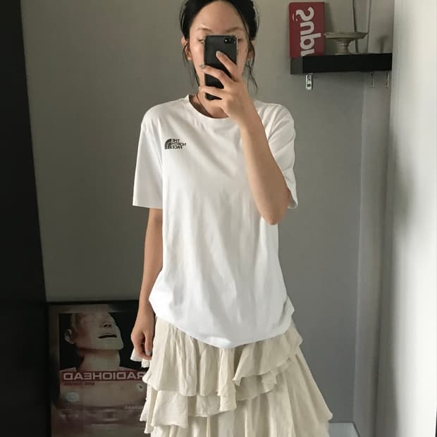 노스페이스 카모 빅프린팅 화이트 반팔티