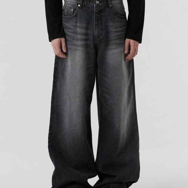 dnsr 와이드 데님팬츠 블랙 s