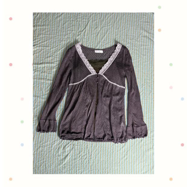 보라 레이스 가디건 나시 세트