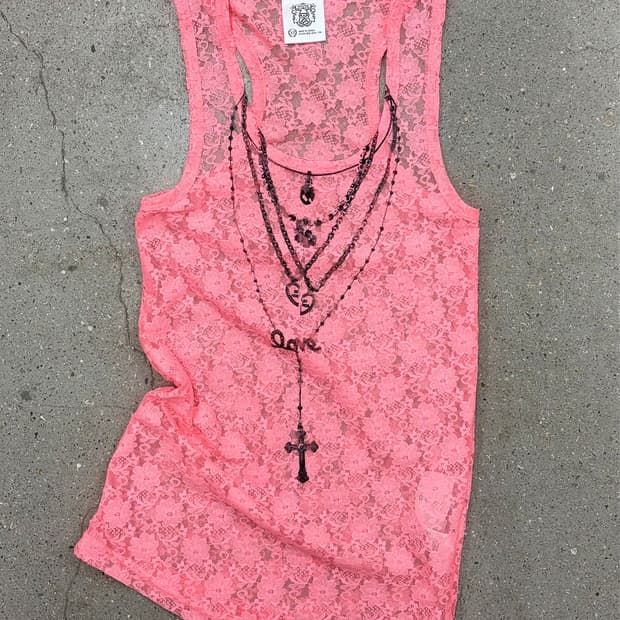 스컬프터 Faux Necklace Tank Top Neon Peach