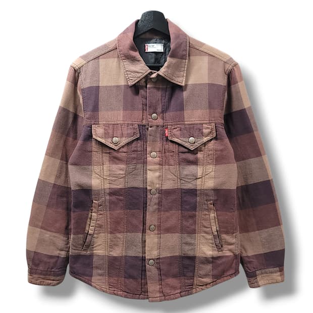 [M] 리바이스 브라운 레드탭 체크패턴 스냅 셔츠자켓