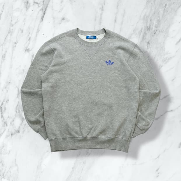 아디다스 퍼플 파이어버드 그레이 맨투맨 L