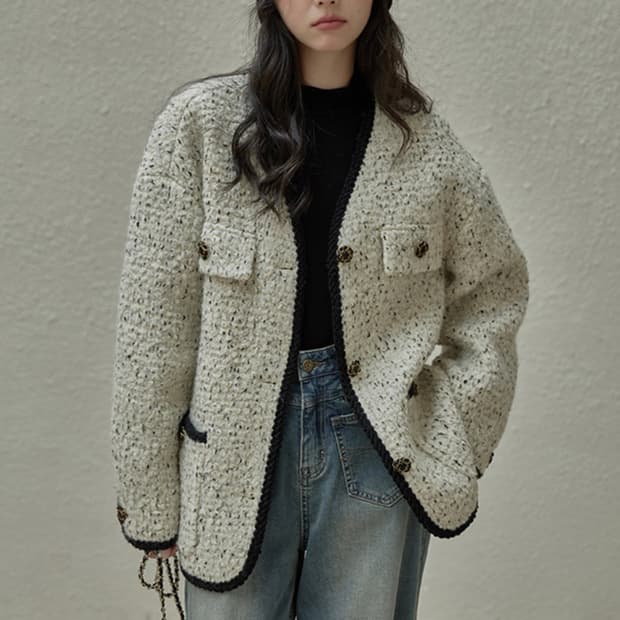 Le sens 르썽스 흑점 루즈핏 울 자켓