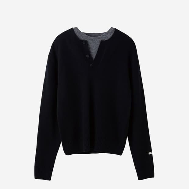 구매) 렉토 24FW 더블 레이어드 니트 블랙