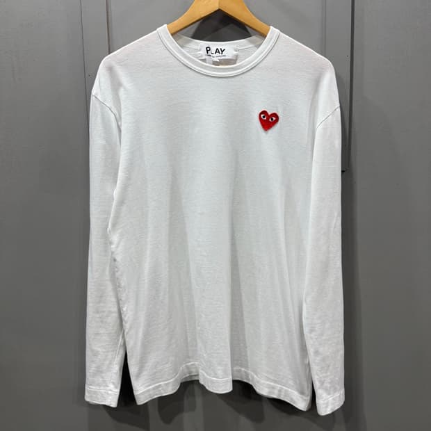 XL 꼼데가르송 레드 하트 롱슬리브 긴팔 티셔츠