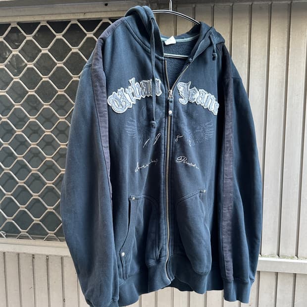 INTOIN gothic wing printing hood zip up 