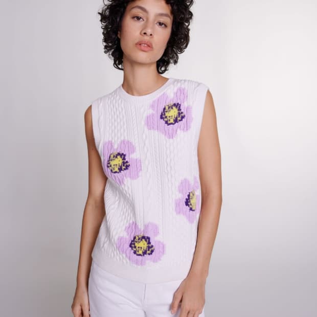 마쥬 플로럴 케이블 니트 베스트 1사이즈