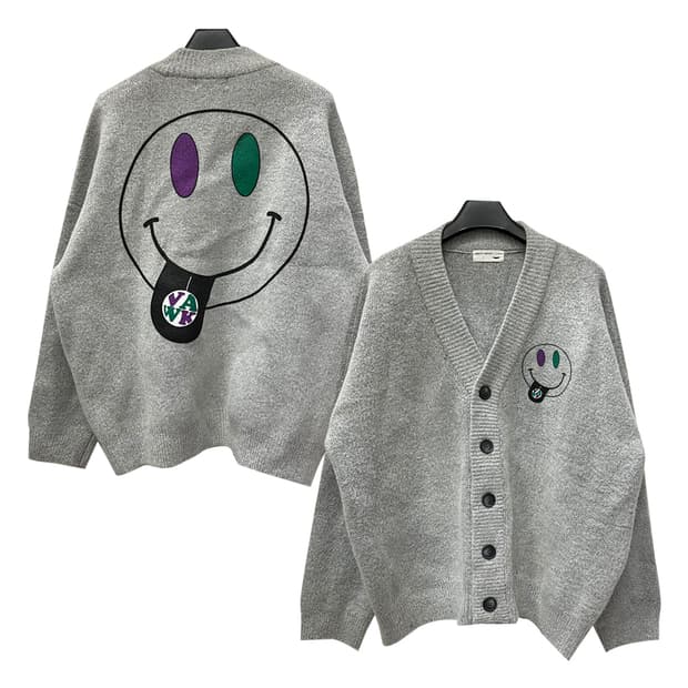 뱀파이어 위켄드 스마일 헤비 오버핏 니트 가디건 FREE