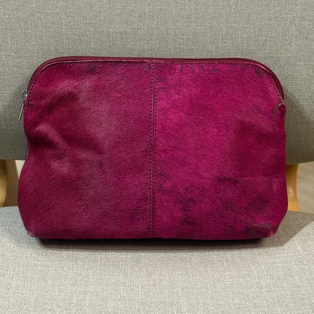 ASOS/영국브랜드/ 버건디 빈티지 Cow Leather 파우치