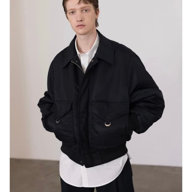 벨리에 패디드 오버사이즈 봄버 자켓 - 블랙