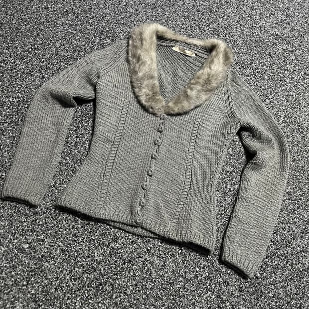 블루마린 밍크 버진울 가디건 