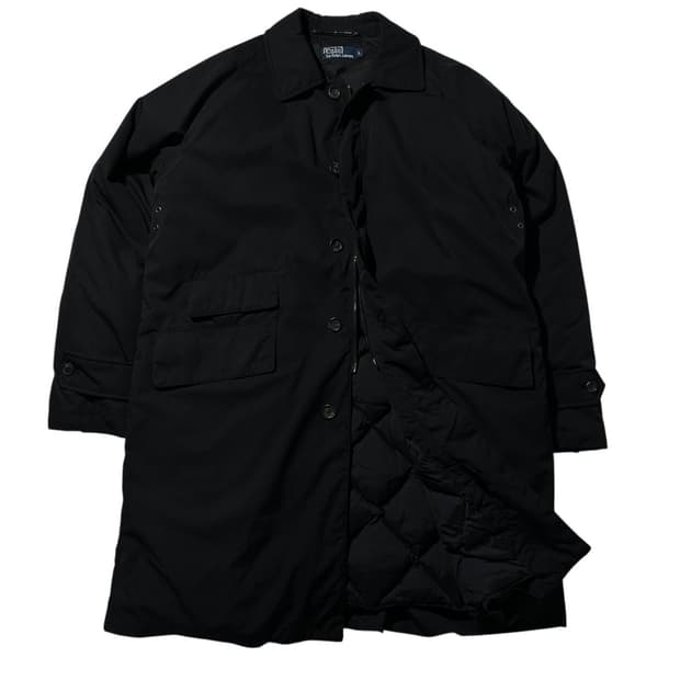 폴로 랄프로렌 구스다운 래글런 싱글 패딩 코트 블랙