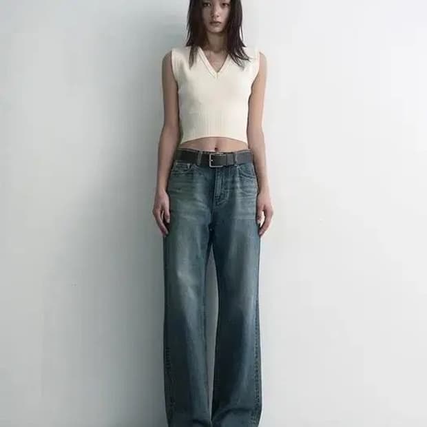 *가격조정X/판매중단예정* 스튜디오테이블 스트레이트 데님 팬츠